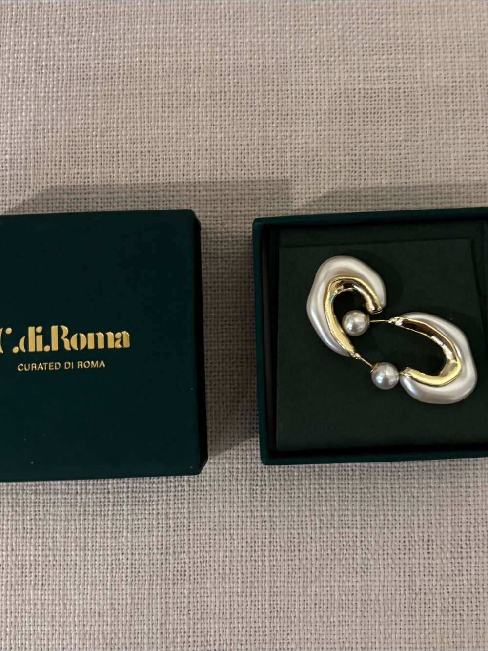 C.di.Roma Gold and Pearl Statement Earrings -